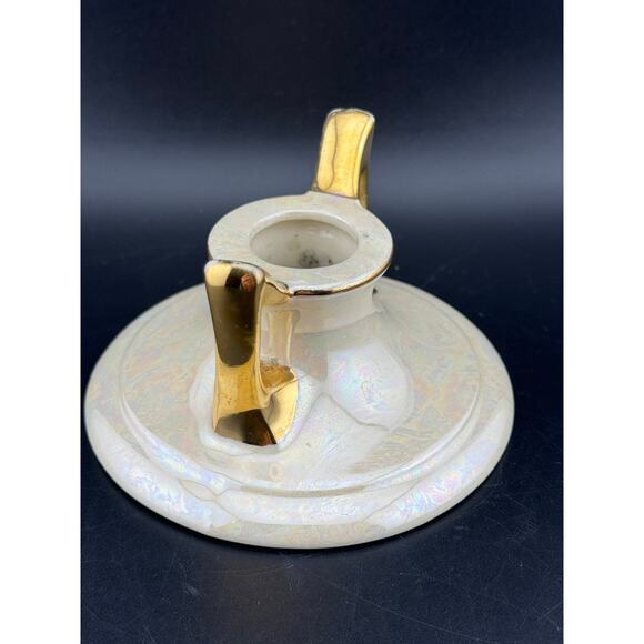 Vintage Pearl China Co Lusterware 22K Gold Candlestick Holder - Picture 5 of 6
